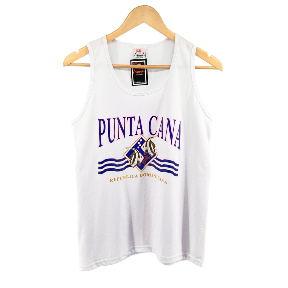 Vtg NWT Punta Cana Dominican Republic Graphic Tank Top Small Deadstock Beach